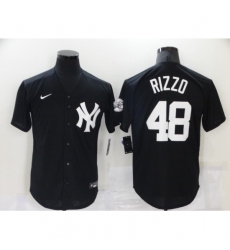 Men New York Yankees 48 Anthony Rizzo Black Throwback Jersey