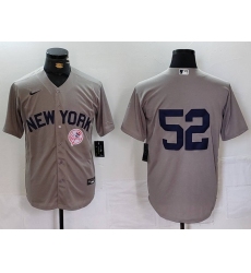 Men New York Yankees 52 CC Sabathia Grey Cool Base Stitched Baseball Jersey 3