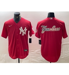 Men New York Yankees Big Logo Red Cool Base Stitched Baseball Jersey 9