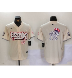 Men New York Yankees Blank Cream The Bronx Graffiti V2 Vapor Limited Stitched Baseball Jersey 11