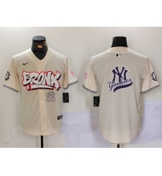 Men New York Yankees Blank Cream The Bronx Graffiti V2 Vapor Limited Stitched Baseball Jersey 7