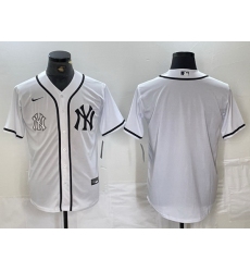 Men New York Yankees White Team Big Logo Cool Base Stitched Baseball Jersey 15