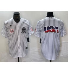 Men New York Yankees White Team Big Logo Cool Base Stitched Baseball Jersey 17