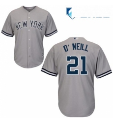 Mens Majestic New York Yankees 21 Paul ONeill Replica Grey Road MLB Jersey