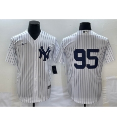 Men's New York Yankees Big Logo White Pinstripe Cool Base Stitched Baseball Jersey