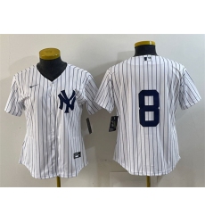 Women New York Yankees 8 Yogi Berra White Stitched Baseball Jersey