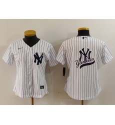 Women New York Yankees White Team Big Logo Cool Base Stitched Jersey 3