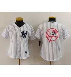 Women New York Yankees White Team Big Logo Cool Base Stitched Jersey 8