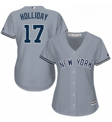 Womens Majestic New York Yankees 17 Matt Holliday Authentic Grey Road MLB Jersey