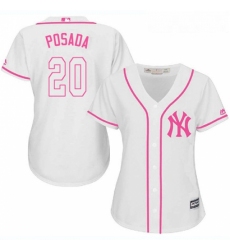 Womens Majestic New York Yankees 20 Jorge Posada Replica White Fashion Cool Base MLB Jersey