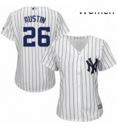 Womens Majestic New York Yankees 26 Tyler Austin Authentic White Home MLB Jersey 