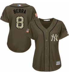 Womens Majestic New York Yankees 8 Yogi Berra Authentic Green Salute to Service MLB Jersey