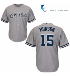 Youth Majestic New York Yankees 15 Thurman Munson Authentic Grey Road MLB Jersey