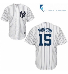 Youth Majestic New York Yankees 15 Thurman Munson Replica White Home MLB Jersey