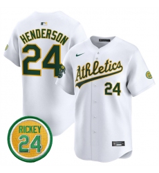 Men Oakland Athletics 24 Rickey Henderson White 2024 Home Limited With Rickey Henderson Patch Stitched Jersey