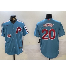 Men Philadelphia Phillies 20 Mike Schmidt Blue Cool Base Stitched Jersey 2