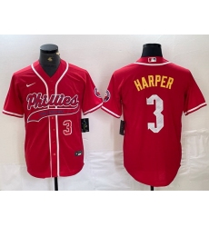 Men Philadelphia Phillies 3 Bryce Harper Red 2024 City Connect Stitched Jersey 5