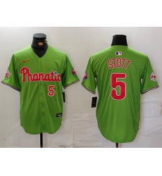Men Philadelphia Phillies 5 Bryson Stott Green With Patch Stitched Jersey 2