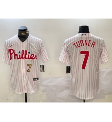 Men Philadelphia Phillies 7 Trea Turner White Cool Base Stitched Jersey 5