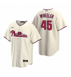 Mens Nike Philadelphia Phillies 45 Zack Wheeler Cream Alternate Stitched Baseball Jersey