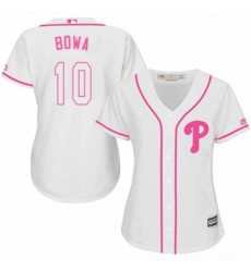 Womens Majestic Philadelphia Phillies 10 Larry Bowa Replica White Fashion Cool Base MLB Jersey 