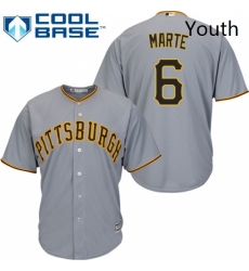 Youth Majestic Pittsburgh Pirates 6 Starling Marte Replica Grey Road Cool Base MLB Jersey
