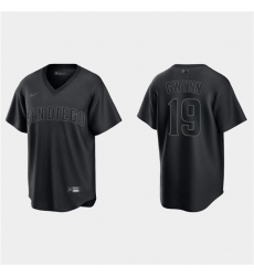Men San Diego Padres 19 Tony Gwynn Black Pitch Black Fashion Replica Stitched Jersey