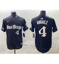 Men San Diego Padres 4 Luis Arraez Black Gothic Edition Vapor Limited Stitched Baseball Jersey