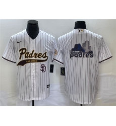Men San Diego Padres White Big Logo In Back Cool Base With Patch Stitched Baseball Jersey 1