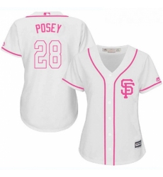 Womens Majestic San Francisco Giants 28 Buster Posey Authentic White Fashion Cool Base MLB Jersey