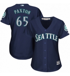 Womens Majestic Seattle Mariners 65 James Paxton Authentic Navy Blue Alternate 2 Cool Base MLB Jersey 