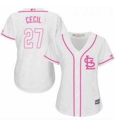 Womens Majestic St Louis Cardinals 27 Brett Cecil Replica White Fashion Cool Base MLB Jersey 