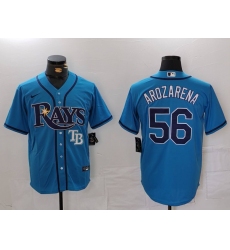 Men Tampa Bay Rays 56 Randy Arozarena Blue Cool Base Stitched Baseball Jersey 1