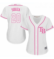 Womens Majestic Tampa Bay Rays 20 Steven Souza Authentic White Fashion Cool Base MLB Jersey
