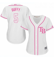 Womens Majestic Tampa Bay Rays 5 Matt Duffy Replica White Fashion Cool Base MLB Jersey