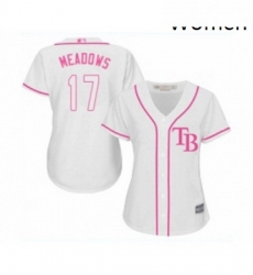 Womens Tampa Bay Rays 17 Austin Meadows Replica White Home Cool Base Baseball Jersey 