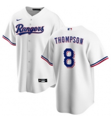 Men Texas Rangers 8 Bubba Thompson White Cool Base Stitched Baseball Jersey