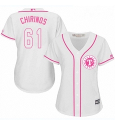 Womens Majestic Texas Rangers 61 Robinson Chirinos Authentic White Fashion Cool Base MLB Jersey 