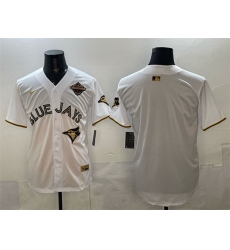 Men Toronto Blue Jays Blank White Gold 2025 American League Champions Limited Stitched Baseball Jersey