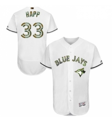 Mens Majestic Toronto Blue Jays 33 JA Happ Authentic White 2016 Memorial Day Fashion Flex Base MLB Jersey