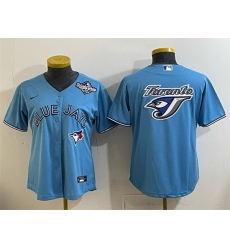 Women Toronto Blue Jays Team Big Logo Blue 2025 World Series Cool Base Stitched Baseball Jersey Women Toronto Blue Jays Team Big Logo Blue 2025 World Series Cool Base Stitched Baseball Jersey