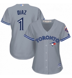 Womens Majestic Toronto Blue Jays 1 Aledmys Diaz Authentic Grey Road MLB Jersey 