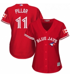 Womens Majestic Toronto Blue Jays 11 Kevin Pillar Replica Red Canada Day MLB Jersey