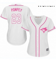 Womens Majestic Toronto Blue Jays 23 Dalton Pompey Replica White Fashion Cool Base MLB Jersey