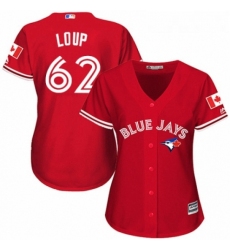 Womens Majestic Toronto Blue Jays 62 Aaron Loup Replica Scarlet Alternate MLB Jersey 