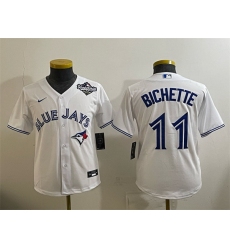 Youth Toronto Blue Jays 11 Bo Bichette White 2025 World Series Cool Base Stitched Baseball Jersey Youth Toronto Blue Jays 11 Bo Bichette White 2025 World Series Cool Base Stitched Baseball Jersey