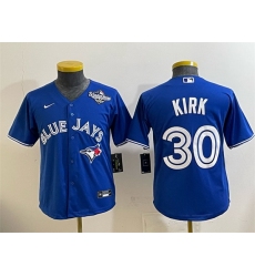 Youth Toronto Blue Jays 30 Alejandro Kirk Royal 2025 World Series Cool Base Stitched Baseball Jersey Youth Toronto Blue Jays 30 Alejandro Kirk Royal 2025 World Series Cool Base Stitched Baseball Jersey