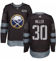 Mens Adidas Buffalo Sabres 30 Ryan Miller Authentic Black 1917 2017 100th Anniversary NHL Jersey 