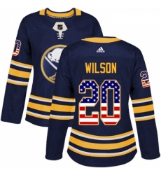 Womens Adidas Buffalo Sabres 20 Scott Wilson Authentic Navy Blue USA Flag Fashion NHL Jersey 