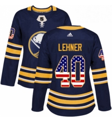 Womens Adidas Buffalo Sabres 40 Robin Lehner Authentic Navy Blue USA Flag Fashion NHL Jersey 